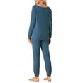 thumbnail image 3 of Conjunto de lounge para mujer INSPIRE CHIC, sudadera con jogger, manga larga, cuello redondo, pijama, traje de entrenamiento XL azul, 3 of 5