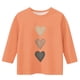 thumbnail image 4 of Blusas y camisas de cuello redondo y manga larga para niños, blusas/camisas de poliéster con estampado de corazones, mangas 3/4 y cuello redondo, elegantes e informales., 4 of 4