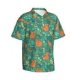 thumbnail image 3 of Xecao Fall Forest Squirrel print Hawaiian shirt - a stylish short-sleeve button-down for men, perfect for casual beach and tropical outings., 3 of 9