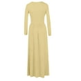 thumbnail image 3 of Fangasis Women Dress Solid Color Maxi Dresses Long Sleeve Ladies Sexy Slim Fit Party Apricot XS, 3 of 6