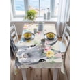 thumbnail image 3 of Easter Bunny Rectangle Tablecloth, Blue Easter Eggs Spring Floral Linen Waterproof & StainResistant Tablecloth, Washable Oil-proof Table Cover for Dining/Party/Wedding/Camping/Buffet 52x70 In, 3 of 9