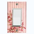 thumbnail image 1 of Metal Light Switch Plate Outlet Cover Tropical Pink Floral Striped Damask FLW065, 1 of 13