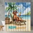 thumbnail image 2 of Vizsla Hello Summer Beach Theme with Sunglasses and Tropical Cocktail Shower Curtain Vizslas Dog Lover Gifts Idea Waterproof Bathroom Bathtub Curtain - 00009, 2 of 5