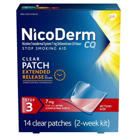 Nicoderm CQ Clear Nicotine Patch, Stop Smoking Aid, 7 mg, 14 (Best Nicotine Patch Reviews)