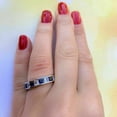thumbnail image 4 of Silver & Stone Jewels 2Ct Princess Blue CZ Eternity Wedding Band 14K White Gold Plated, 4 of 5