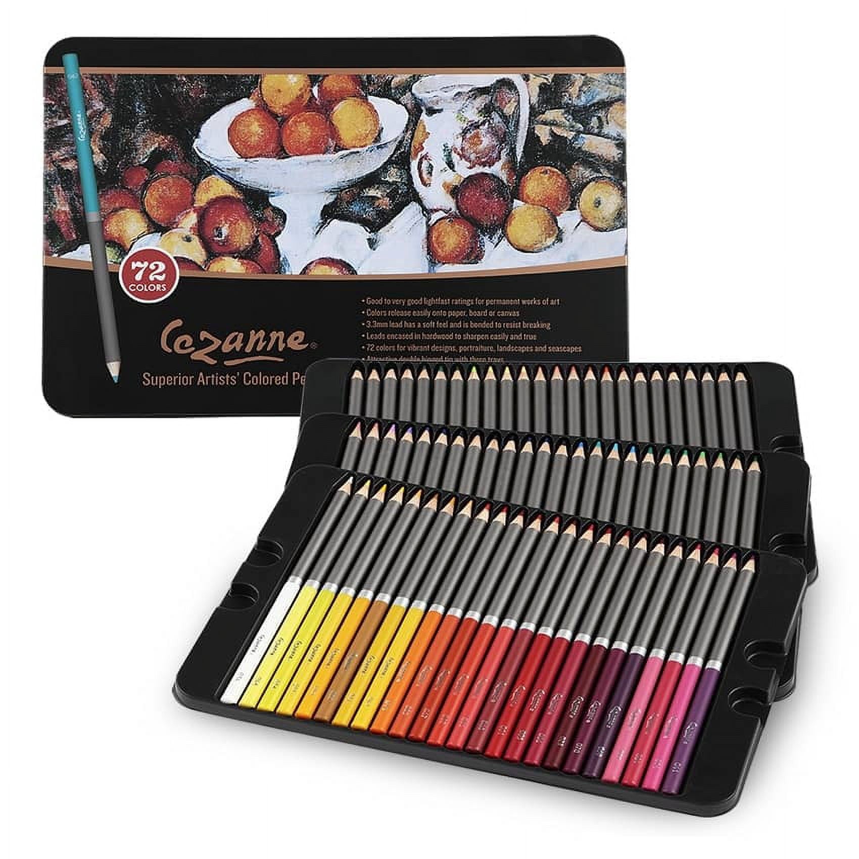 Cezanne Premium Colored Pencil Set With 6pk Colorless Blenders - Soft Wax Core Colored Pencils for Drawing, Blending, Coloring, Professional Artists & More! - 72-Count