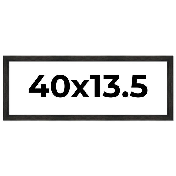 40x13.5 Frame Black Rustic Barnwood Solid Wood Picture Frame | 1.5 Inch Moulding Width | Includes