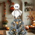 thumbnail image 6 of Ghost Tree Topper, Miniature Halloween Ornament for Christmas Tree, Scary Party Supplies, Spectral Home Decor, Gothic Festive Tree Accent, 6 of 9