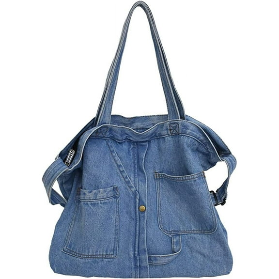 Zhuge Handbag for Women Hobo Tote Bag Denim Crossbody Bag Casual Satchel Large Capacity Purse,Blue