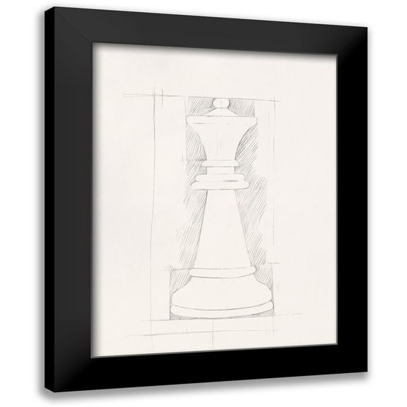 Caroline, Emma 12x14 Black Modern Framed Museum Art Print Titled - Chess Set Sketch I