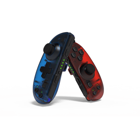 Motion Controllers pair with a USB Type-C Charging Cable & Joy-Con Alternative compatible with Nintendo Switch - Clear Blue Red