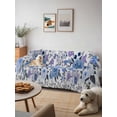 thumbnail image 6 of Boho Blue Flower Couch Cover, Spring Watercolor Country Floral Plant Sofa Cover Blanket for 3 Cushion Couch, Sectional Sofa Slipcover Furniture Protector for Living Room Bedroom 71''x134'', 6 of 9