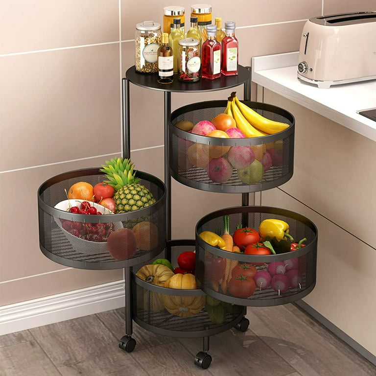 JIwqDY Rotating Storage Shelves for Kitchen Floor-Standing Multi-Layer  Round Layered Storage Rack Multifunctional Household Kitchen Shelf (Color 