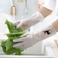 thumbnail image 2 of Guantes de limpieza para tareas domésticas, de plástico, impermeables, de cuero, para limpieza del hogar, antideslizantes, duraderos, para platos y vajilla de cocina, 2 of 5