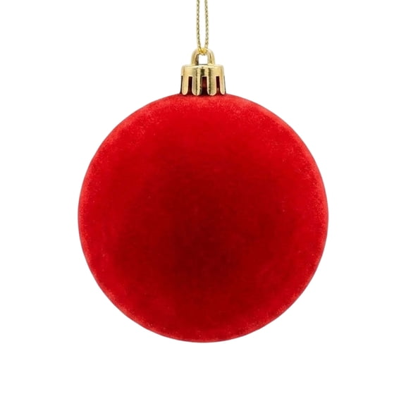 Hvmvliv Flocked Christmas Ball Ornament Velvet Xmas Tree Hanging Bauble Shatterproof for Holiday Party Decor