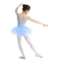 thumbnail image 2 of YEAHDOR Kids Girls Ballet Dance Dress Mesh Splice U-Shape Back Gymnastics Leotard Tutu Dress Light Blue 6, 2 of 7