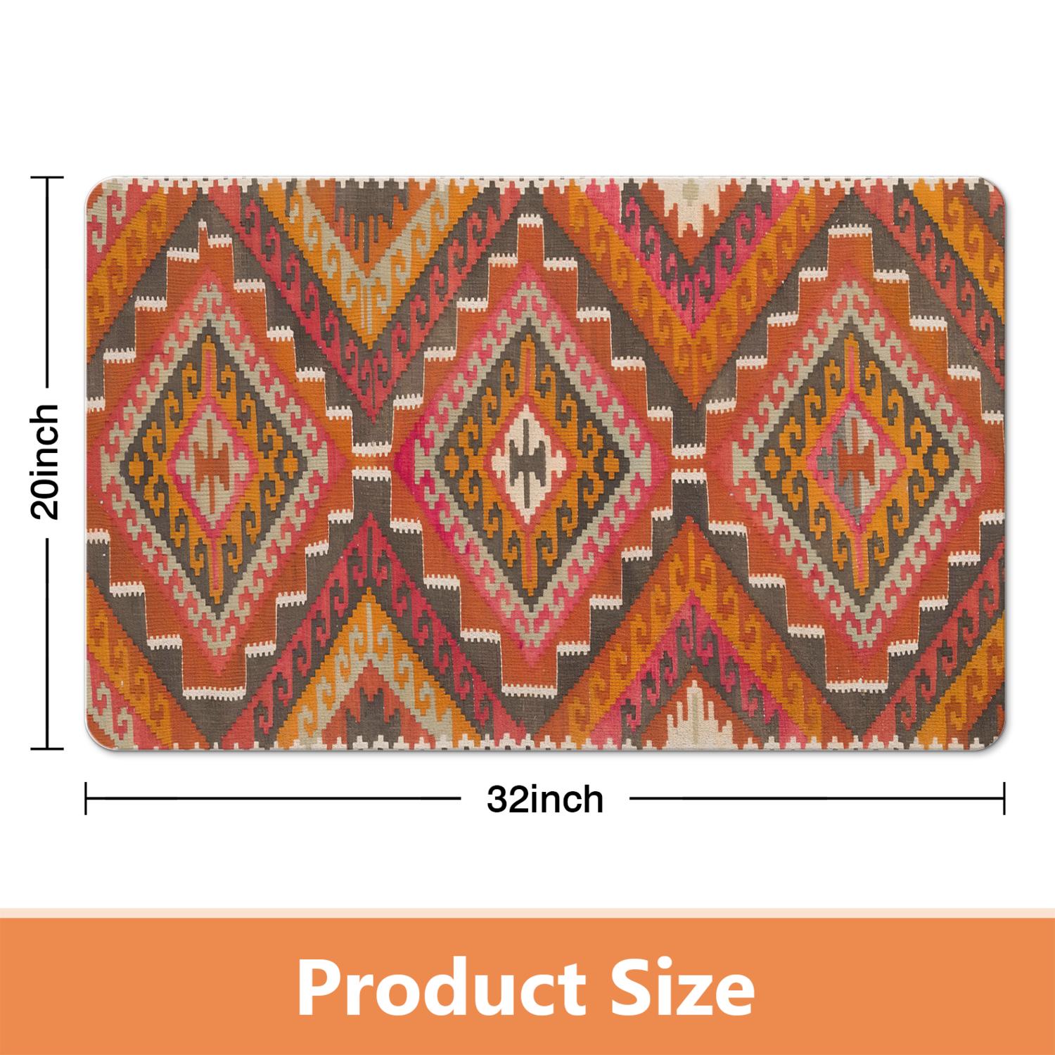 Exquisite Boho Bathroom Rugs: Non-Slip Aztec Bath Mat, Soft & Absorbent, Stunning Western Geometric Design - Ideal for Bathroom, Kitchen, Entryway, Farmhouse Decor, 20x32 Inch