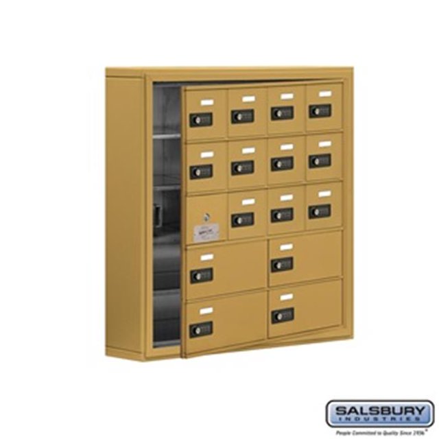 SalsburyIndustries 19155-16GSC Cell Phone Storage Locker With Front Access Panel - 5 Door High Unit, Gold