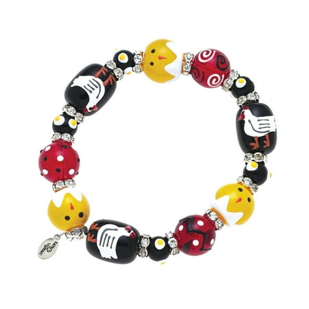 Multi Color Stretch Bracelet - Chickens n Chicks Rhinestone Glass Beaded Kate and Macy Stretch Bracelet