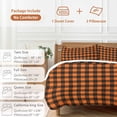 thumbnail image 6 of 3 Piece Black Orange Plaid Duvet Cover Set Full Size, Microfiber Comforter/Quilt Cover with Corner Ties and 2 Pillowcases, Farmhouse Buffalo Check Gingham All Season Soft Bedding with Zipper Closure, 6 of 8