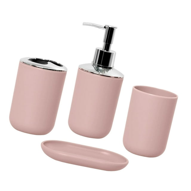 Accesorios de baño plato de jabón decoración del baño elegante tazón de cepillo de dientes de la taza bucal para la encimera de apartamento uso diario rosa