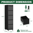 thumbnail image 4 of Hassch 5-Drawer File Cabinet with Lock and Wheels, Rolling Metal File Cabinet for A4/Letter/Legal Size Files, Home Office Furniture, Black, 4 of 11