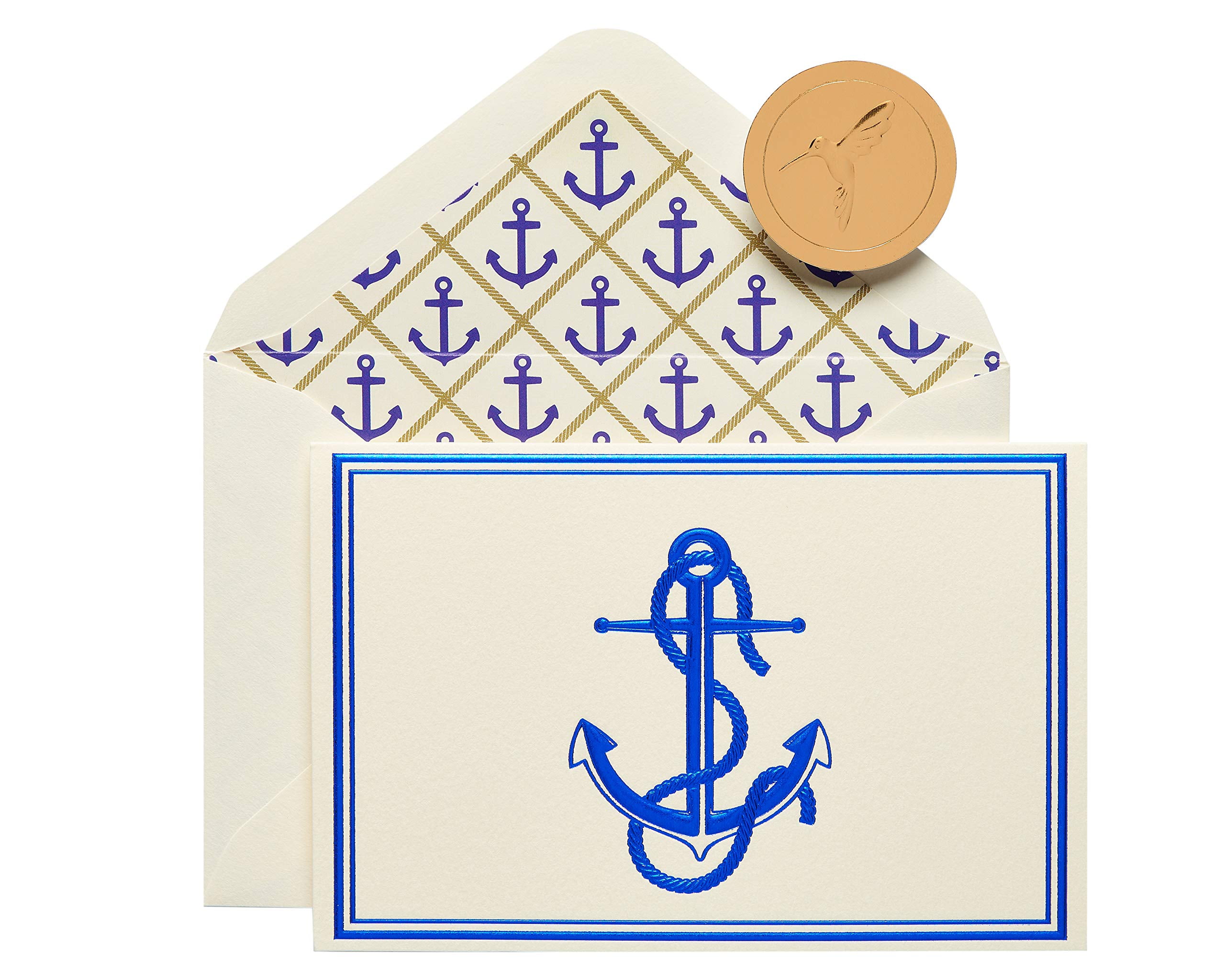 16-Count Papyrus Boxed Blank Cards With Envelopes Nautical Anchor Office 