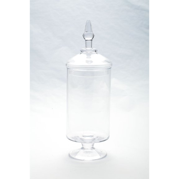 CC Home Furnishings 15" Clear Cylindrical Shaped Hand Blown Glass Jar with Finial Lid