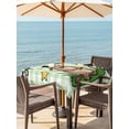 thumbnail image 3 of Outdoor Tablecloth with Umbrella Hole for Patio/Picnic/Party/Camping, Groundhog Day Waterproof Table Cloth Square Cover Washable, Green Plaid Spring Botanical Star Yellow (54"x 54"), 3 of 8