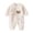 Beige, variant on Baby Wrap Front Romper Soft Ribbed Cotton Bodysuit Bear Patch Long Sleeve Warm Homewear,3-6 Months