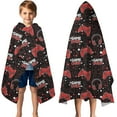 thumbnail image 3 of Red Controllers Games Icons Black Pattern Hooded Bath Towel，50"x30" for Ages 3 To 12 Kids, Quick Dry Lightweight Soft Microfiber Hood Beach Towel Cover Up for Kids, 3 of 7