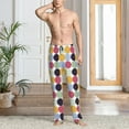 thumbnail image 5 of Uemuo Polka Dot Pattern Men's Wide Leg Palazzo Lounge Pants with Pockets Light Weight Loose Comfy Casual Pajama Pants-Large, 5 of 9