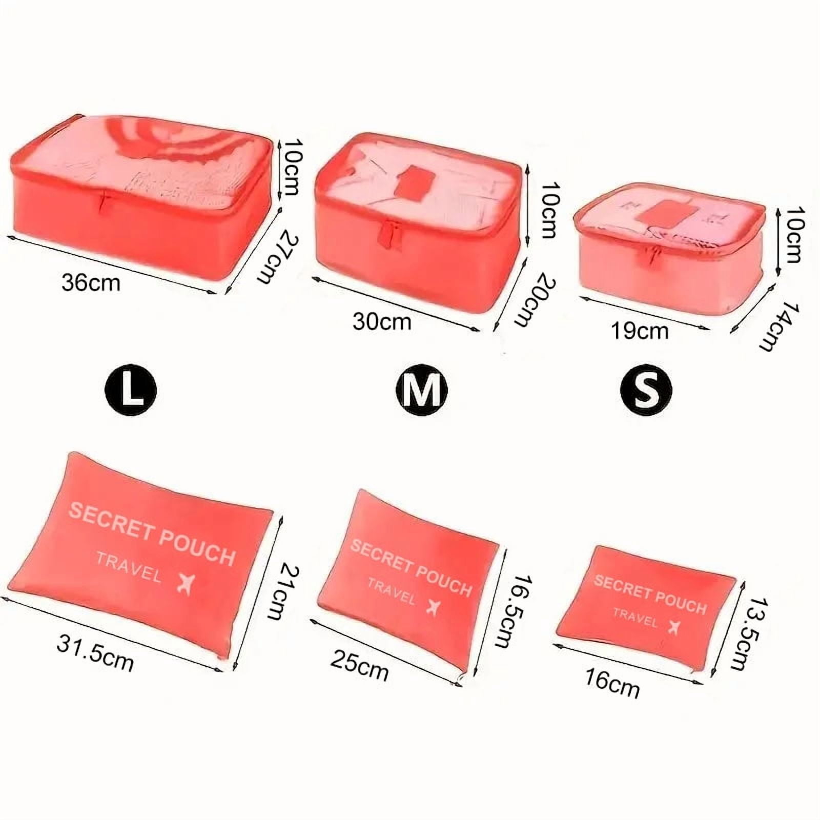 6 Pcs Travel Packing Cubes, Waterproof Luggage Organizer Bags with Zipper for Clothes and Underwear