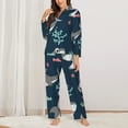 thumbnail image 3 of Junzan Friendly Smiling Sharks Print Womens Pajama Sets,Long Sleeve Button Down For Women Pjs 2 Piece, 3 of 9