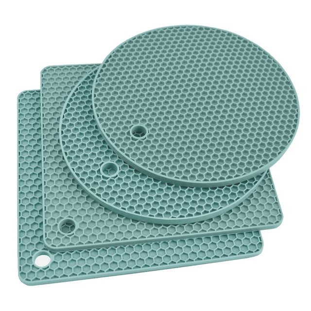 Salvamanteles de silicona. Alfombrillas térmicas para mesas, encimeras y posavasos grandes, color turquesa