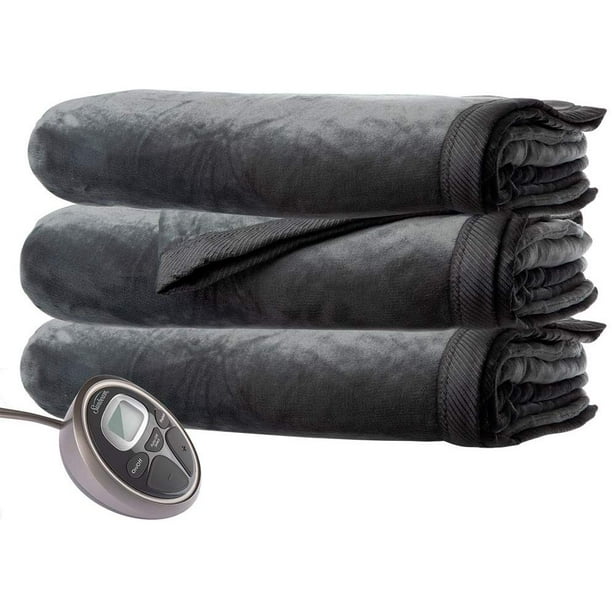 Sunbeam King Premium Soft Electric Heated Blanket Velveteen Plush 20