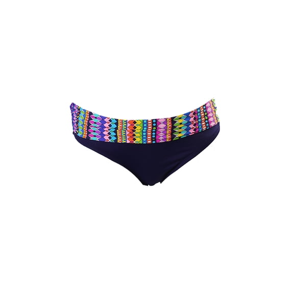 Anne Cole Womens Navy Printed Fold Over-Waist Bikini Bottom XS