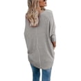 thumbnail image 3 of Uhndy Womens Waffle Knit Tunic Blouse Tie Knot Henley Tops Loose Fitting Bat Wing Plain Shirts, 3 of 3