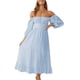 thumbnail image 4 of Vestido De Media Manga, Vestido De Cuello Cuadrado Sin Espalda Con Hombros Descubiertos Para Dama Para Viajar Para Ir De Compras Octpeak XL Azul, 4 of 6