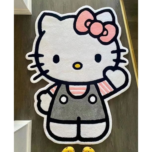 Alfombrilla de felpa Kawaii Sanrio Hello Kitty, alfombra antideslizante de imitación de cachemir, Gato Kt de dibujos animados, decoración de cabecera de habitación, Y2K Fivean unisex