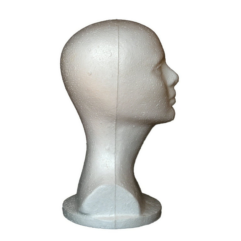 white styrofoam foam mannequin wig head