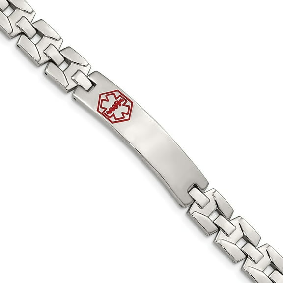 White Stainless Steel bracelet Medical Red 8 in 10 mm