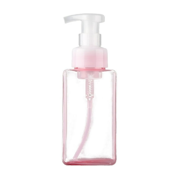 15oz Square Foam Soap Dispenser Pink, 450ml Refillable Liquid Hand Soap Dispenser with Foam Pump, BPA-Free Bathroom Kitchen Dispenser for Shampoo Body Wash, Leakproof Travel Accessories