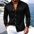 thumbnail image 2 of SAWOBUUN Mens Satin Dress Shirt Long Sleeve Button Down Slim Fit Shirt Formal Casual Business Wedding Shirt, 2 of 5