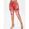 thumbnail image 4 of Más el tamaño de la mariposa de la bandera americana Imprimir recortada Jeggings Rosegal Leggings de talla grande, 4 of 5