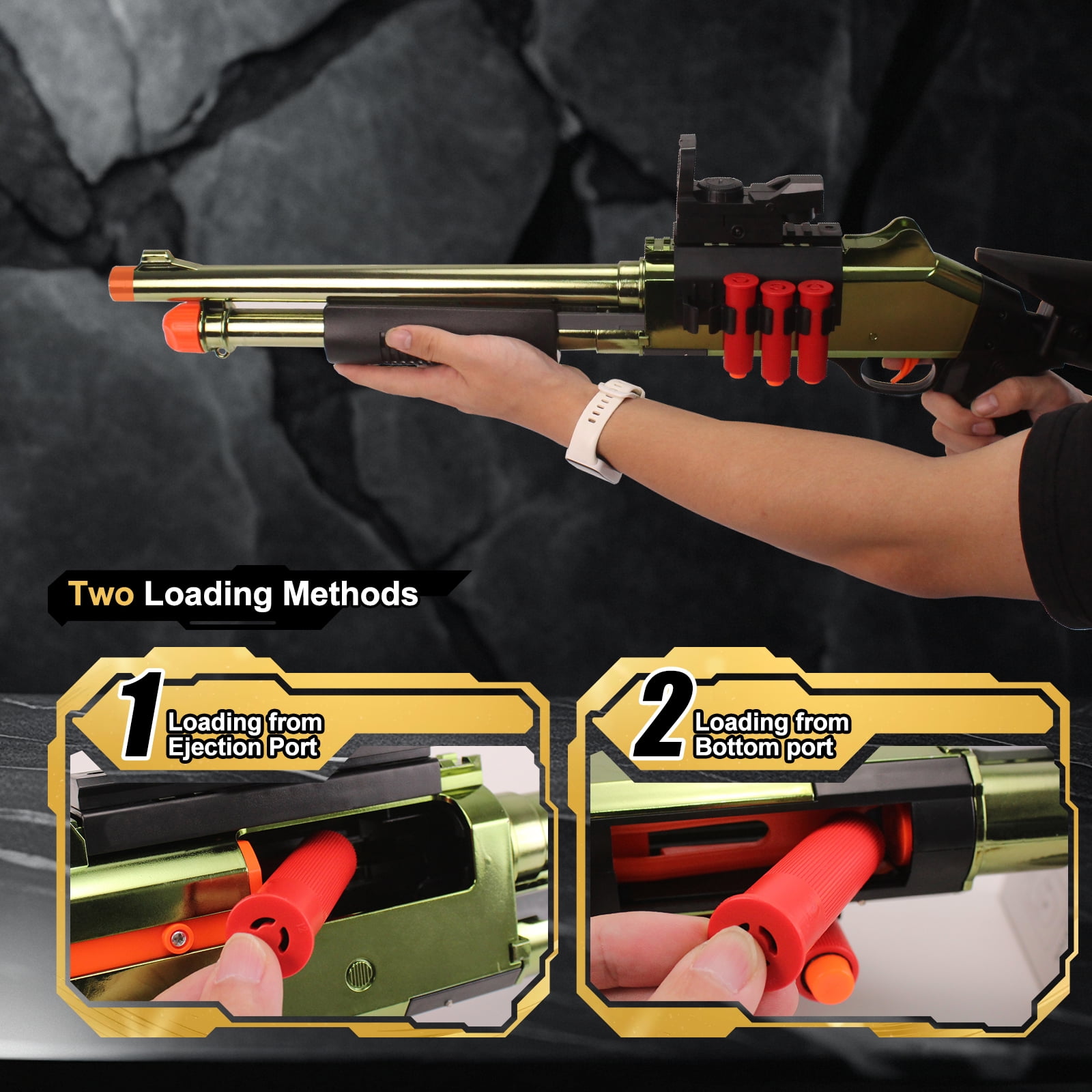 BIU BLASTER  Foam Dart Blasters 30-inch Shell Ejecting Design for Indoor and Outdoor Play, 14+ Years