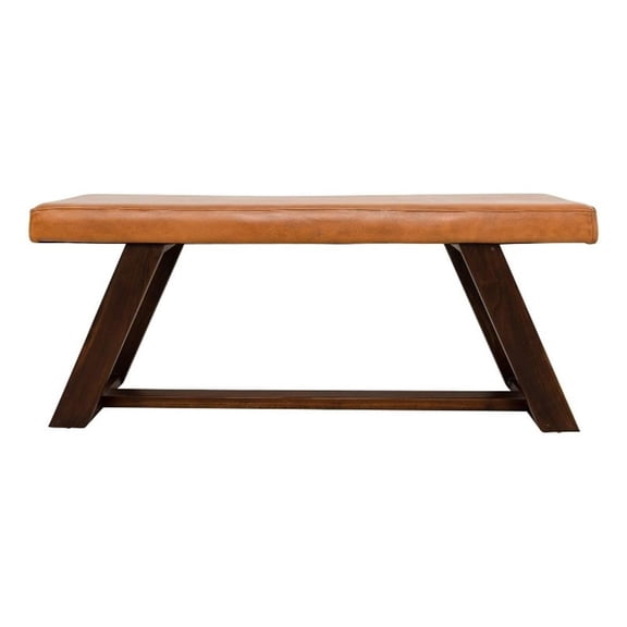 Poller Mid Century Modern Cognac Tan Leather Bench