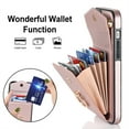 thumbnail image 2 of Jiahe Cover for iPhone 13 Pro Max, Shockproof PU Leather Case with Rotation Ring Stand Adjustable Shoulder Strap,Card Slots Stand RFID Blocking Protective Case Cover, rosegold, 2 of 8