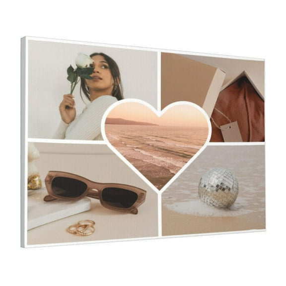 Custom Canvas Prints Aesthetic Heart Shape Personalized Photo Image Collage DIY Framed Kit Wall Art Picture Room Decor 16x20 inch