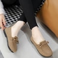 thumbnail image 3 of Xfvqtps Womens Moccasin Slippers Plush Fleece Line Suede Upper Bowknot Slip On Comfortable Non Slip Warm Winter Flock Shoes House Slippers Memory Foam Indoor Outdoor Ladies Shoes Khaki, 3 of 10